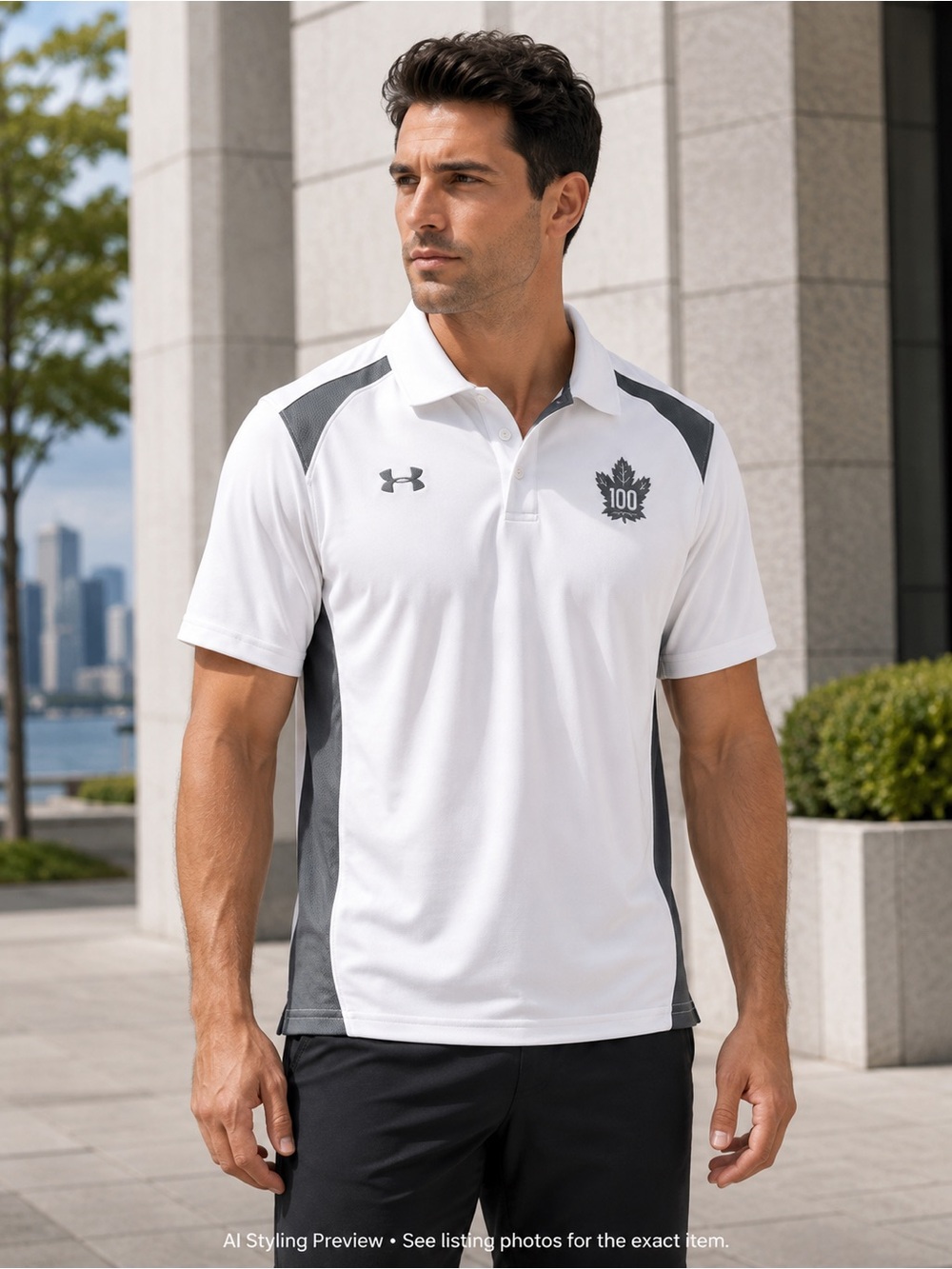 Under Armour Team Canada 100 Centennial HeatGear Polo Men’s L White Grey